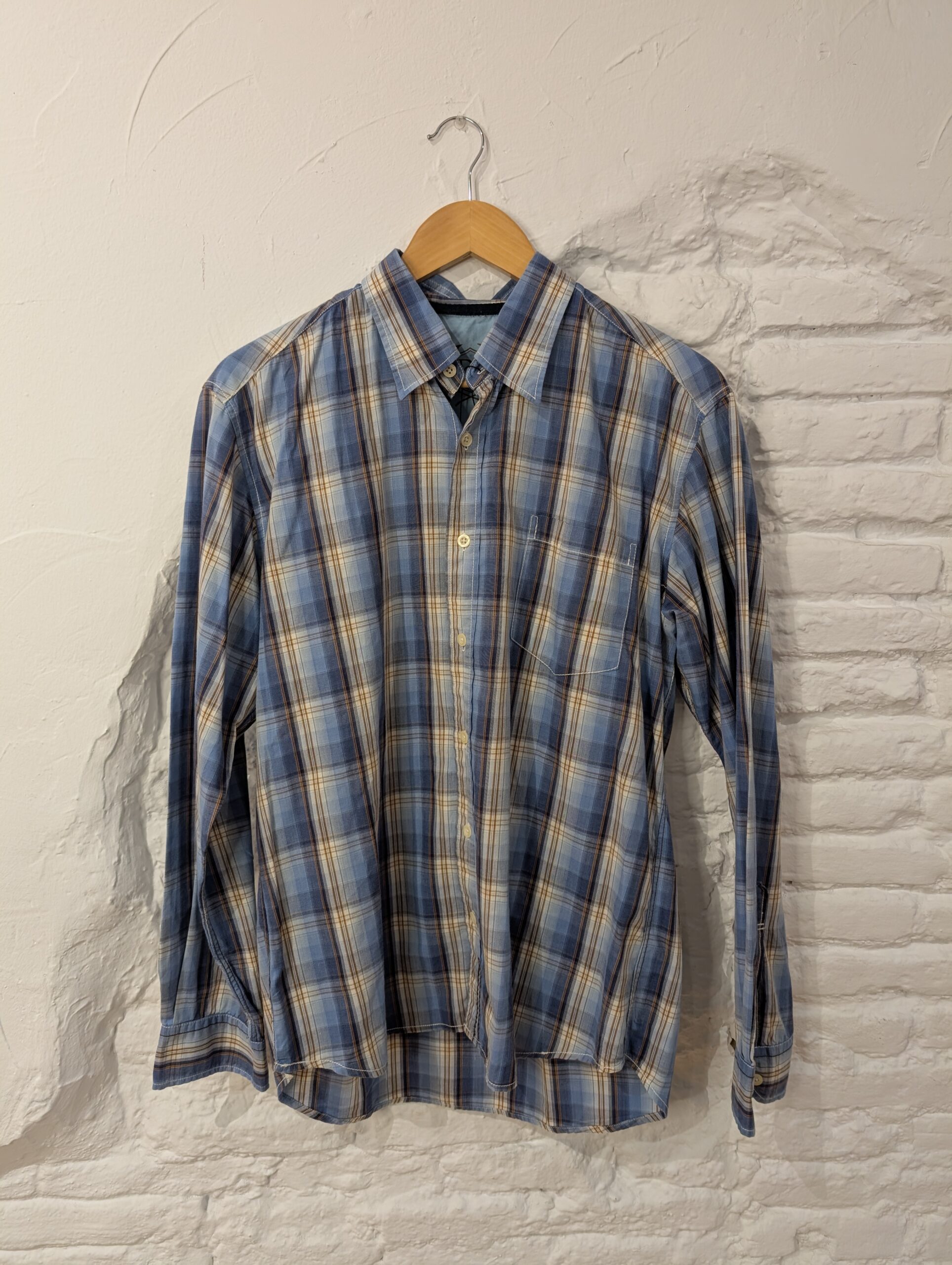 CAMISA MANGA LARGA AZUL CUADROS