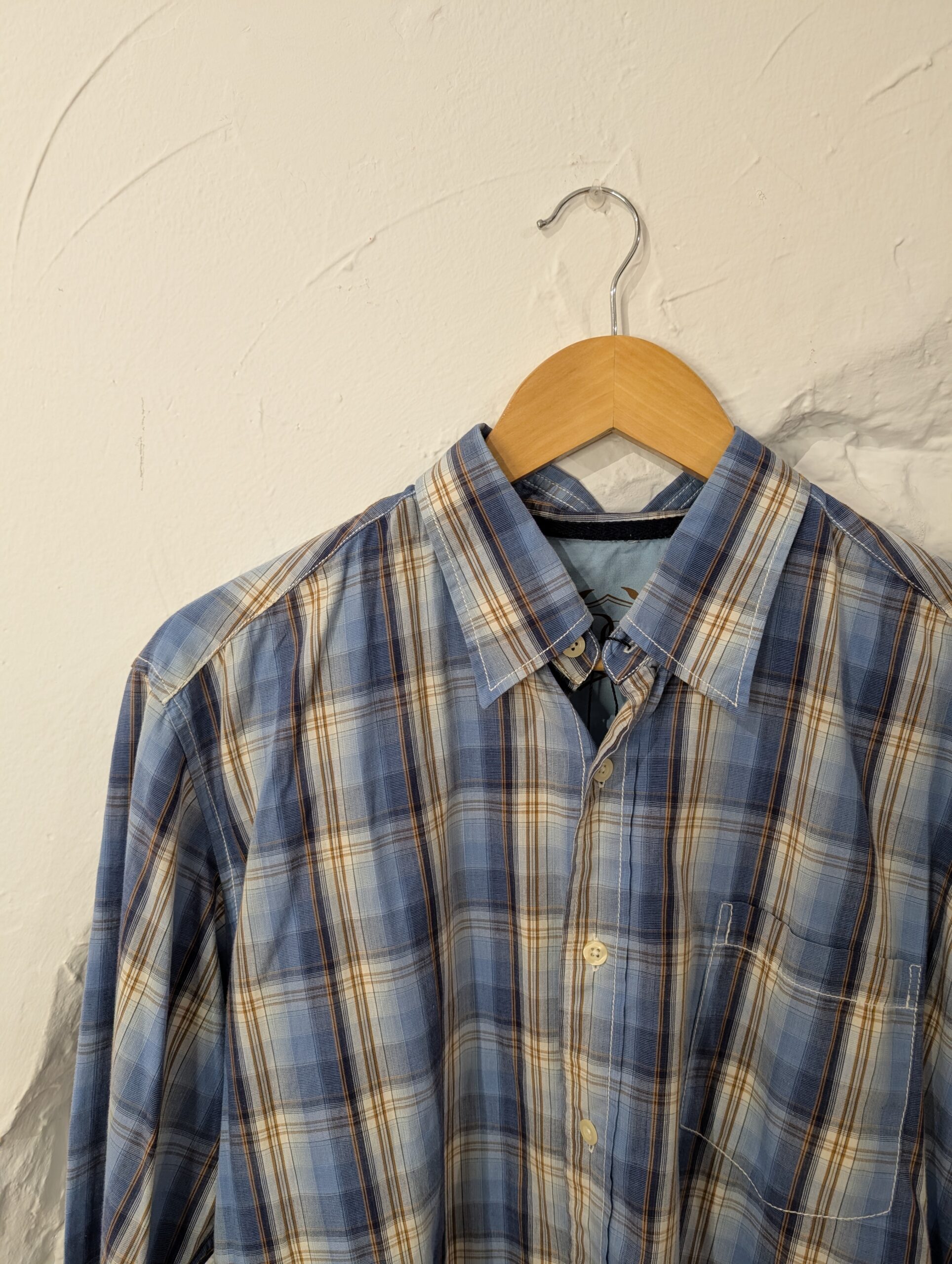 CAMISA MANGA LARGA AZUL CUADROS - Imagen 2