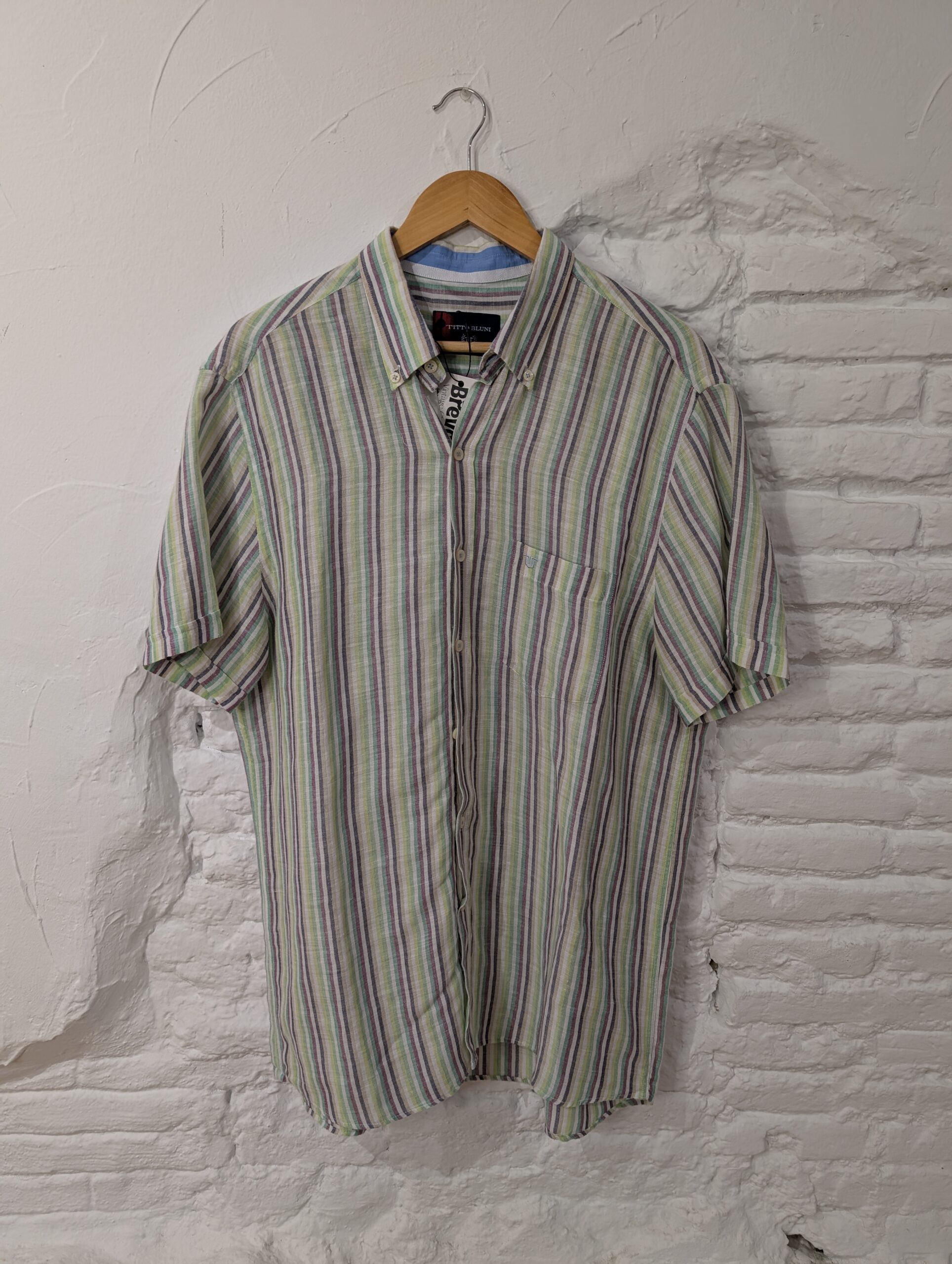 CAMISA MANGA CORTA VERDE RAYAS