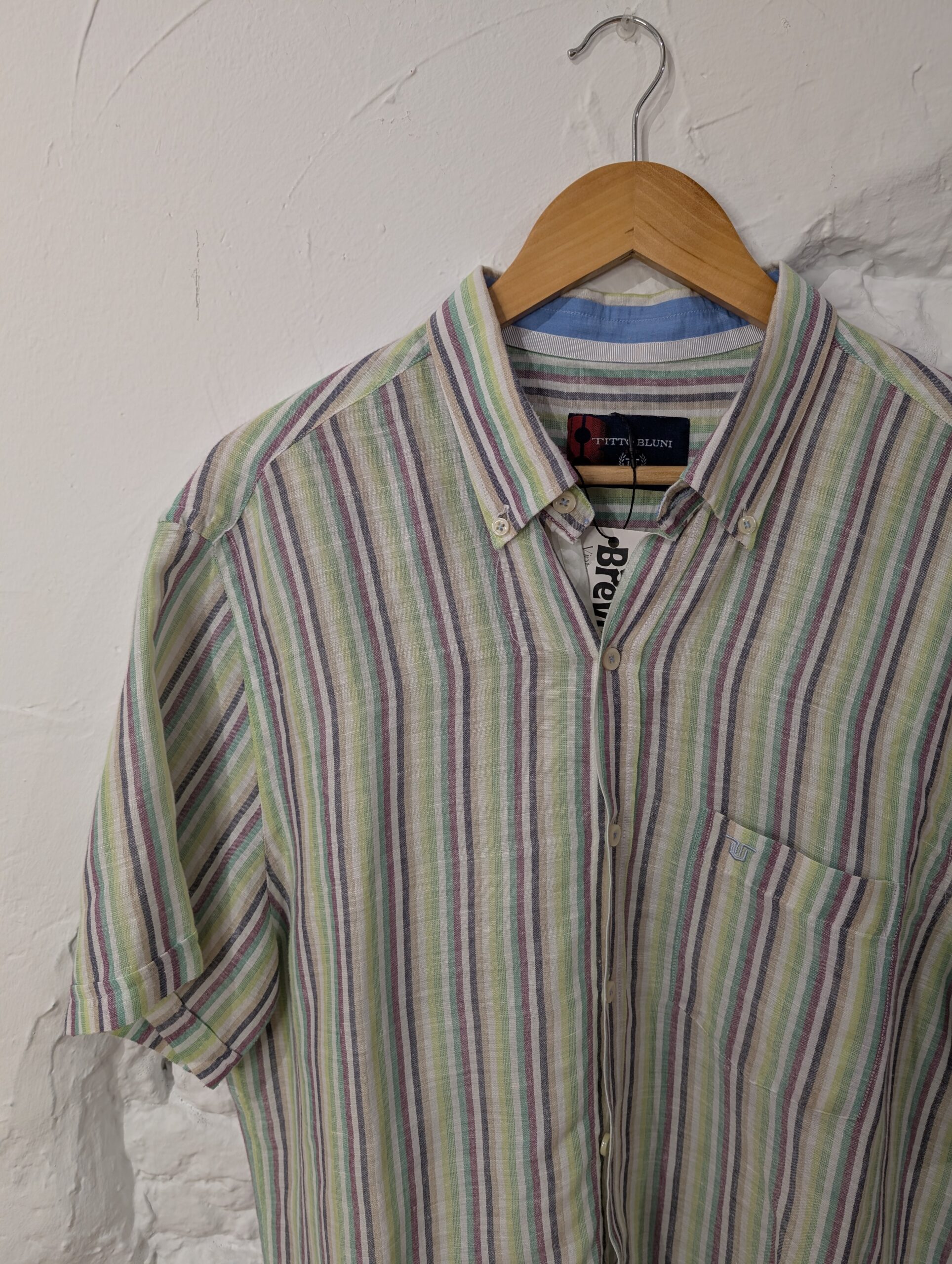 CAMISA MANGA CORTA VERDE RAYAS - Imagen 2