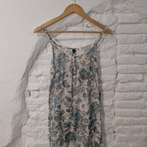 VESTIDO FLORES AZUL Y GRIS