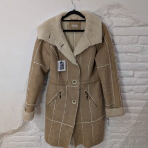 ABRIGO LARGO BEIGE ANTE Y BORREGO