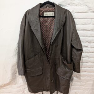 CHAQUETA LARGA MARRÓN DE PIEL